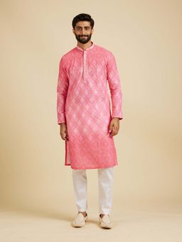 Manyavar - Pink Printed Kurta and Pyjama (Set of 2)