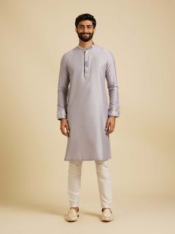 Manyavar - Purple Abstract Kurta with Nehru Jacket and Pyjama (Set of 3)