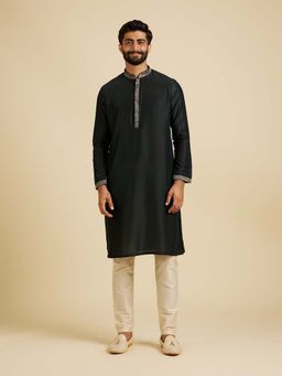 Manyavar - Green Printed Kurta with Nehru Jacket and Pyjama (Set of 3)