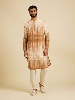 Manyavar - Yellow Tie and Dye Kurta with Pyjama (Set of 2)