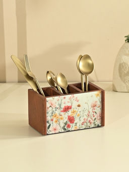 Brick Brown - White Poppy Cutlery Holder