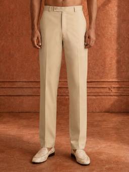 Vastramay - Cream Solid Formal Pant