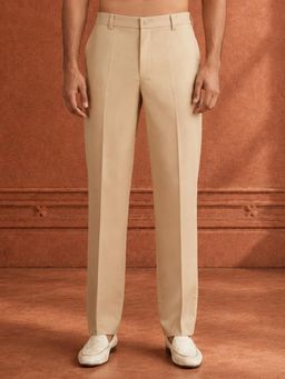 Vastramay - Cream Solid Straight Pant