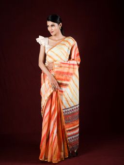 EXCLUSIVA - Multicolor Cotton Silk Print Leheriya Print Sequin Work with Unstitched Blouse
