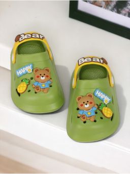 Lil Lollipop - Unisex Bear Applique Anti Slip Clogs Green
