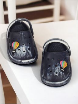 Lil Lollipop - Unisex Marble Look Hot Air Balloon Applique Anti Slip Clogs Black