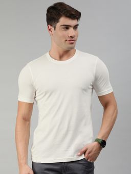 Huetrap - Mens Premium Off White Round Neck Short Sleeve T-shirt
