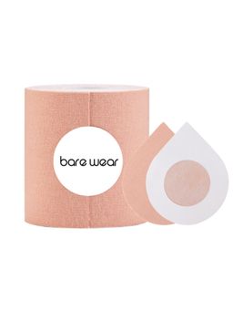 bare wear - bear wear Combo Body Tape 7.5 cm Width & Nipple Pasties Plus (5 Pairs) Beige Breast Lift Boob Tape