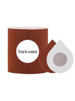 bare wear - bear wear Combo Body Tape 7.5 cm Width & Nipple Pasties Plus (5 Pairs) Brown Breast Lift Boob Tape