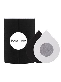 bare wear - bear wear Combo Body Tape + 10 cm Width & Nipple Pasties + (5 Pairs) Black Breast Lift Boob Tape
