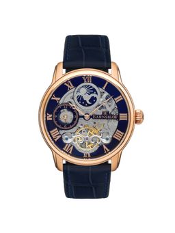 Earnshaw - Longitude Automatic Skeleton Moonphase Dual Time Blue Round Dial Mens Watch - ES-8006-0A