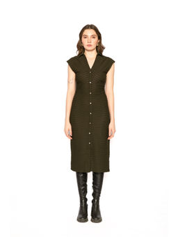 Contemponari - Womens Ursa Textured Green Dress
