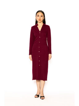 Contemponari - Womens Helen Solid Wine Dress