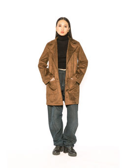 Contemponari - Womens Leo Solid Brown Coat