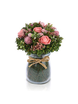 HomeTown - Aura Pe Flower with Glass Base Floral Arrangements in Pink Colour By Living Essence
