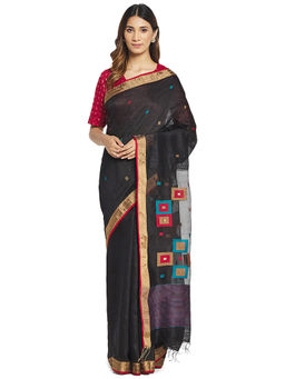 Fabindia - Black Jamdani Silk Saree