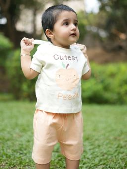 Napchief - Cutest Peach T-Shirt with Shorts (Set of 2)