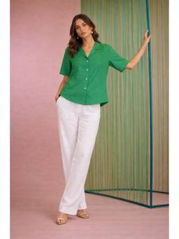 VAJOONI JAIPUR - Green Meadow Breeze Relaxed Shirt