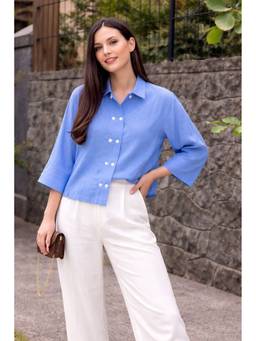 VAJOONI JAIPUR - Blue Coastal Air Classic Shirt