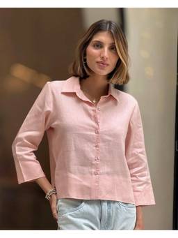 VAJOONI JAIPUR - Pink Rosy Charm Ease Shirt