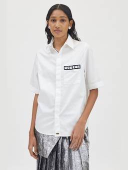 Pallavi Swadi - Women White Rectangle Swarovski Pocket Shirt