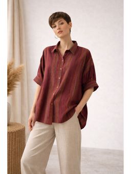 CINCIN Fashion - Rust Stripe Relaxed Shirt