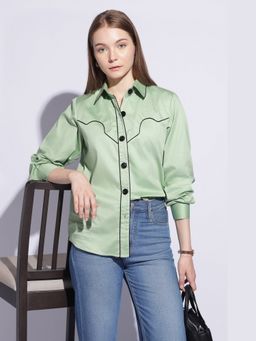 Maba India - Sage Contrast Western Shirt