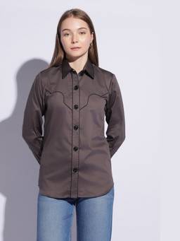 Maba India - Gunmetal Contrast Western Shirt