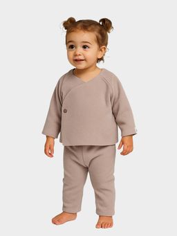 Mi Arcus - Girls Peach Solid Wrapover T Shirt And Pyjama (Set Of 2)