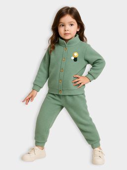 Mi Arcus - Solid Green High Neck Full Sleeves Sweater & Joggers