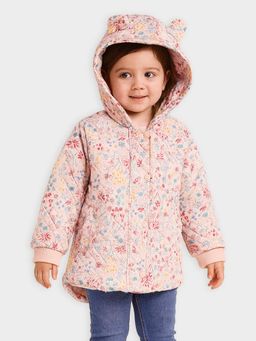 Mi Arcus - Printed Full Sleeves Hooded Quilted Jacket