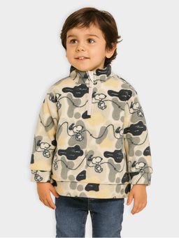 Mi Arcus - High Neck Full Sleeves Peanuts Snoopy Pattern Sweatshirt