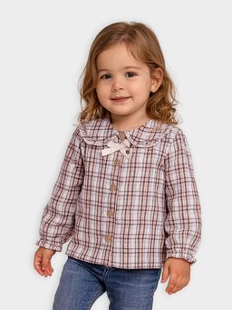 Mi Arcus - Cotton Check Full Sleeves Peter Pan Collar Shirt