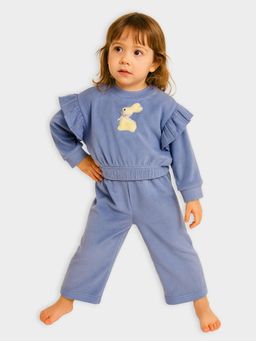 Mi Arcus - Solid Blue Knitted Full Sleeves Sweatshirt with Pant