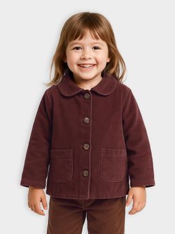Mi Arcus - Solid Brown Knitted Full Sleeve Collared Jacket