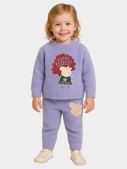 Mi Arcus - Purple Peppa Pig Patch Work Design Sweater with Joggers (0-3 Months)