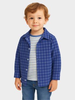 Mi Arcus - Blue Fullsleeves Check Shirt with Half Sleeves T shirt for Boys