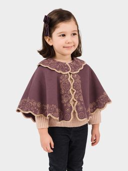 Mi Arcus - Embroidered and Lace Work Poncho for Girls