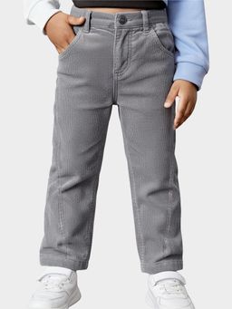 Mi Arcus - Grey Solid Cotton Corduroy Jeans For Boys