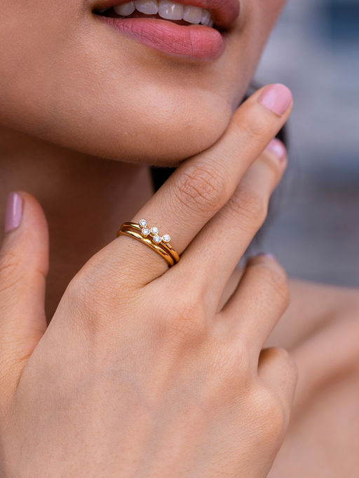 Shaya by CaratLane 925 Silver Shaya by CaratLane Starry Gaze Ring In Gold Plated