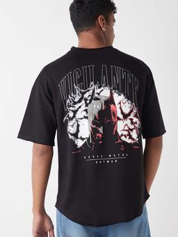Bewakoof - Heavy Duty 1.0 Official DC Men's Black Vigilante Graphic Printed Oversized T-shirt