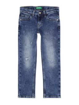 United Colors of Benetton - Boys Navy Blue Solid Jeans