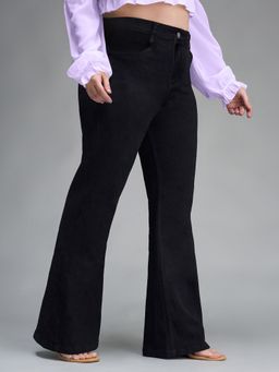 Miss Chase - A+ Womens Black Bootcut High Rise Regular Stretchable Denim Jeans