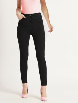 Miss Chase - Womens Black Skinny Fit High Rise Regular Length Stretchable Denim Jeans