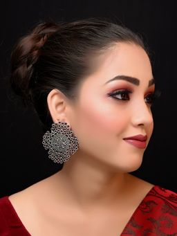 AG'S - Sofina Big Oxidised Stud Earrings In Maroon