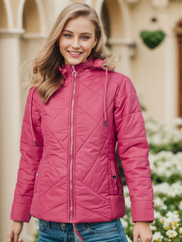 Carlton London - Pink Lightweight Hooded Quilted Puffer Jacket