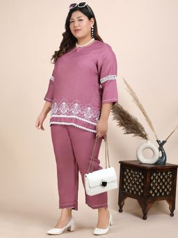 Bani Women - Women Purple Embroidered Co-Ord (Set of 2)