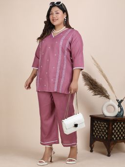 Bani Women - Women Purple Embroidered Co-Ord (Set of 2)