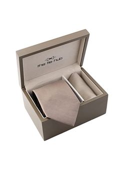 The Tie Hub - Solid Brown Neck Tie with Pocket Square Combo Set