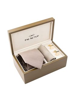 The Tie Hub - Solid Brown Premium Neck Tie Combo Set